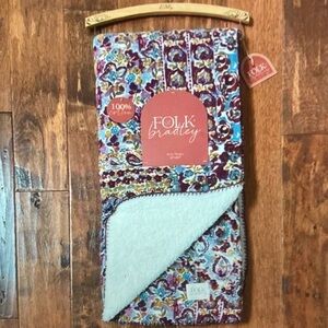 Cotton and Sherpa Mixed Floral Paisley Throw Blanket